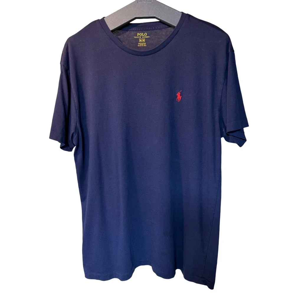 Polo Ralph Lauren Mens Size Medium Navy Blue Red Pony Logo Classic Fit T-Shirt